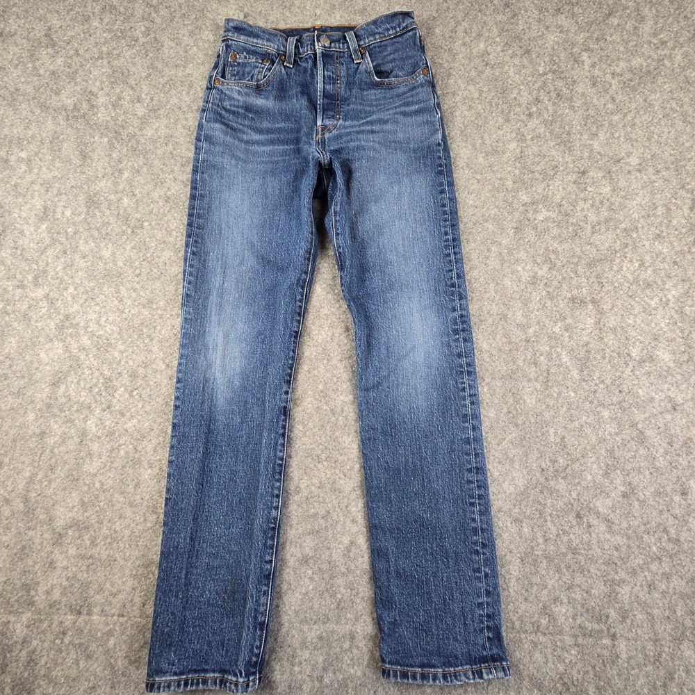 Levis 501 Original Fit Straight Leg Jeans Mens 27x27.5 Medium Wash Blue Denim - Picture 2 of 9